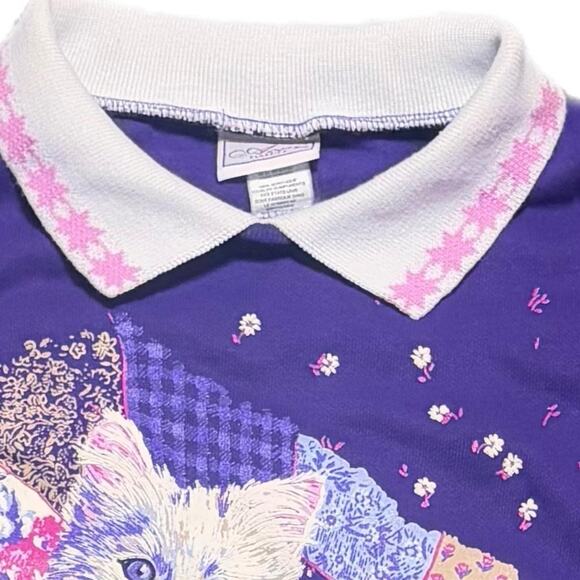 Purple  90s Kitten crewneck sweatshirt (large) - Picture 3 of 5